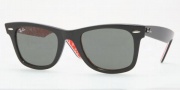 Ray-Ban RB 2140 (Original Wayfarer) Polarized  Sunglasses - 101658 Top Black Red White / Crystal Green Polarized <50 size only>