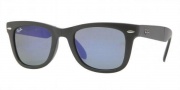 Ray-Ban RB4105 Sunglasses Folding Wayfarer Sunglasses - 601S68 Matte Blaack / Crystal Green Mirror Blue
