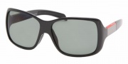 Prada PS 08HS Sunglasses - 1AB5Z1 Black+Black Rubber/Polarized Gray