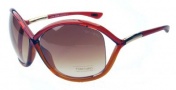 Tom Ford 0009 Whitney  Sunglasses - 342 Shiny Ivory - Rose Gold Temple / Gradient Light Brown Lens
