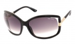 Tom Ford 0125 Anais Sunglasses - 01B  Shiny black / Shiny rose gold details - Dark grey gradient lens