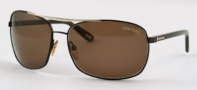 Tom Ford Sunglasses John Sunglasses - B5 Black - Rose Gold Bridge Bar - Brown Striped Temple / Brown Lens