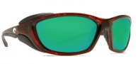 Costa Del Mar Mano War Sunglasses -  Tortoise Frame Sunglasses - Green Mirror / 400G