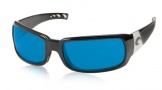Costa Del Mar Cin - Shiny Black Frame Sunglasses - Blue Mirror Glass/COSTA 400