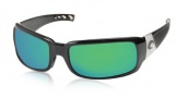 Costa Del Mar Cin - Shiny Black Frame Sunglasses - Green Mirror Glass/COSTA 400
