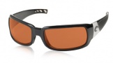 Costa Del Mar Cin - Shiny Black Frame Sunglasses - Vermillion Glass/COSTA 400