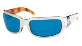 Costa Del Mar Cin - White Tortoise Frame Sunglasses - Blue Mirror Glass/COSTA 400