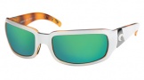Costa Del Mar Cin - White Tortoise Frame Sunglasses - Green Mirror Glass/COSTA 400