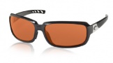 Costa Del Mar Isabela Sunglasses Shiny Black Frame Sunglasses - Sunrise Glass/COSTA 400