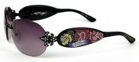 Ed Hardy EHS 014 Three Old School Roses Sunglasses - Black