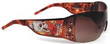 Ed Hardy EHS 022 Skull & Cherry Blossoms Sunglasses - Cocoa