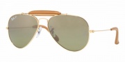 Ray-Ban RB3422Q Sunglasses Outdoorsman Sunglasses - 001/M7 Shiny Gold / CR. Polarized Brown GR.