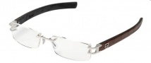 Tag Heuer L-Type 0113 Eyeglasses Eyeglasses - 011 Palladium Metal / Alligator Matte Brown Gold + Diamonds Leather / Black
