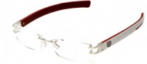 Tag Heuer L-Type 0116 Eyeglasses Eyeglasses - 016 Palladium Metal / Alligator Matte White Leather + Ruby / Red