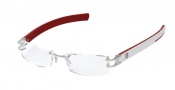 Tag Heuer L-Type 0116 Eyeglasses Eyeglasses - 017 Palladium Metal / Alligator Matte White Leather / Red