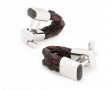 Tateossian Brown and Black Scoubidou Wrap Around cufflink Cufflinks - Brown and Black Italian leather