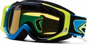 Smith Optics SNOW FUEL V.2 SWEAT-X Snowmobile Goggles Goggles - Cyan/Black-Yellow Dual Airflow AFC Lens