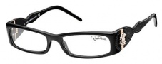 Roberto Cavalli RC0483 Eyeglasses Eyeglasses - 001 - Black- black leather insert iguana effect, rose gold logo