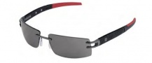 Tag Heuer L-Type LW 0401 Sunglasses Sunglasses - 120 Calfsking Black & Red Temples / Anthracite Ceramic Lug / Grey Lenses