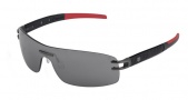 Tag Heuer L-Type LW 0452 Sunglasses Sunglasses - 123 Calfskin Carbon Black & Red Temples / Anthracite Ceramic Lug / Grey Lenses