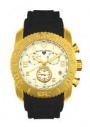 Swiss Legend Commander Rubber IP Watch 20065 Watches - J White Fae / Gold Dial / Black Band