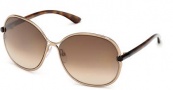 Tom Ford FT0222 Leila Sunglasses Sunglasses - 34F Shiny Light Bronze / Gradient Brown