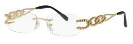 Caviar 1659 Eyeglasses Eyeglasses - 21 Gold w/ Clear Crystal Stones 