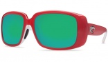 Costa Del Mar Little Harbor Sunglasses Coral White Frame Sunglasses - Green Mirror / 400G
