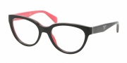 Prada PR 10PV Eyeglasses Eyeglasses - KA3101 Top Black / Gray / Coral Demo Lens