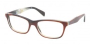 Prada PR 14PV Eyeglasses Eyeglasses - EAP101 Striped Brown Horn / Demo Lens