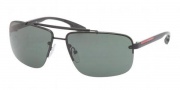 Prada Sport PS 52OS Sunglasses Sunglasses - 1B0301 Black Demi Shiny / Gray Green 