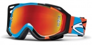 Smith Optics Fuel V.2 Sweat-X M Moto Goggles Goggles - Cyan - Orange Offset / Red Mirror