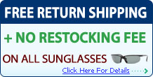 Free Returen Shipping and No Re-Stocking Fee On All Sunglasses