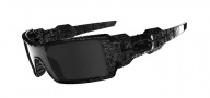 Oakley Oil Rig Sunglasses - (24-058) Polished Black-Silver Ghost Text/Black Iridium