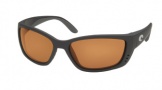 Costa Del Mar Fisch Sunglasses Shiny Black Frame Sunglasses - Amber/ 580P