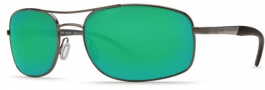 Costa Del Mar Seven Mile Sunglasses Satin Gunmetal Frame Sunglasses - Green Mirror Glass/COSTA 580
