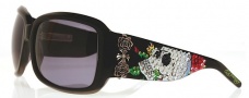 Ed Hardy EHS 001 Skull and Roses Sunglasses - Black 