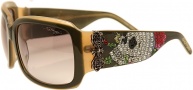 Ed Hardy EHS 001 Skull and Roses Sunglasses - Olive