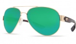 Costa Del Mar South Point Sunglasses - Gold Frame Sunglasses - Green Mirror Glass / Costa 580