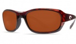 Costa Del Mar Tag Sunglasses - Tortoise Frame Sunglasses - Silver Mirror Glass / Costa 580