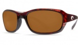 Costa Del Mar Tag Sunglasses - Tortoise Frame Sunglasses - Green Mirror Glass / Costa 400