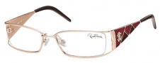 Roberto Cavalli RC0481 Eyeglasses Eyeglasses - 28A - Rose gold- burgundy/brown/coral red stamped lizzard leather insert