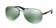 Prada Sport PS 56MS Sunglasses Sunglasses - ACC3C0 Blue Demi Shiny / Light Green Mirror