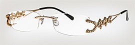 Caviar 1655 Eyeglasses Eyeglasses - (21) Gold W/ Clear Crystal Stones / Light Brown Lens