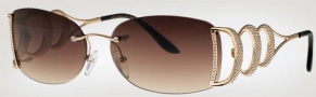 Caviar 6844 Sunglasses Sunglasses - (21) Gold w/ Clear Crystal Stones w/ Brown Lens