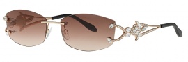 Caviar 5581 Sunglasses Sunglasses - 21 Gold w/ Clear Crystal Stones (Brown Lens)