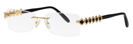 Caviar 2333 Eyeglasses Eyeglasses - 24 Gold W/ Clear Crystal Stones W/ Black Inlay