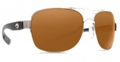Costa Del Mar Cocos Sunglasses Palladium Frame Sunglasses - Dark Amber / 580P