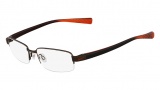 Nike 8090 Eyeglasses Eyeglasses - 200 Shiny Brown Walnut / Orange Embe