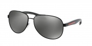 Prada Sport PS 53PS Sunglasses Benbow Sunglasses - 1BO7W1 Black Demi Shiny / Grey Mirror Silver